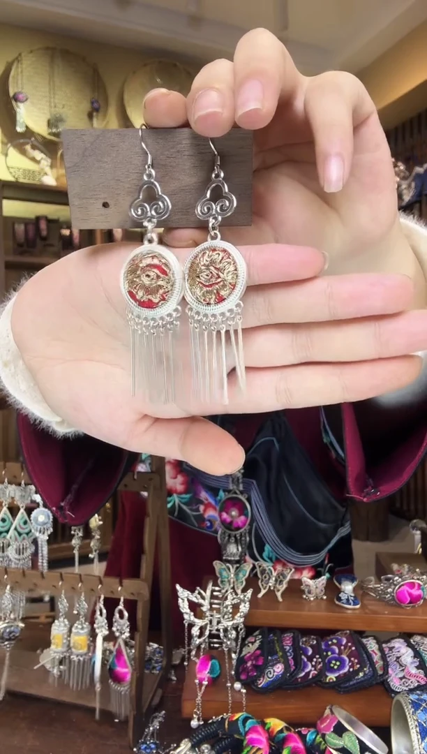 刺绣非遗刺绣民族风耳环