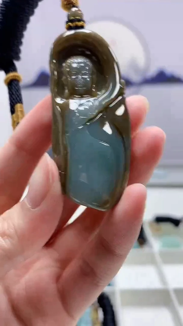 【闪购商品】定制翡翠未镶嵌5028zm-毛货挂件96观音