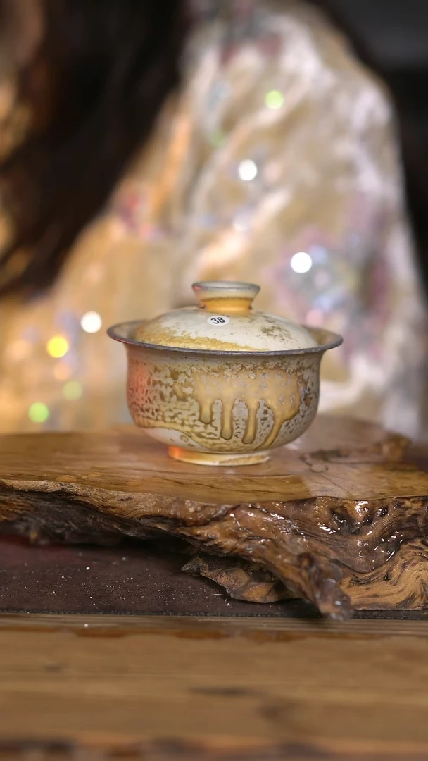 景德镇纯柴烧 中白泥盖碗 38