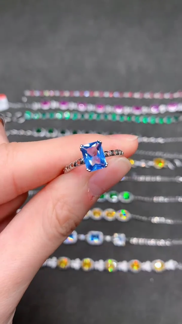 【闪购商品】海蓝宝石戒指银S925镶嵌·····