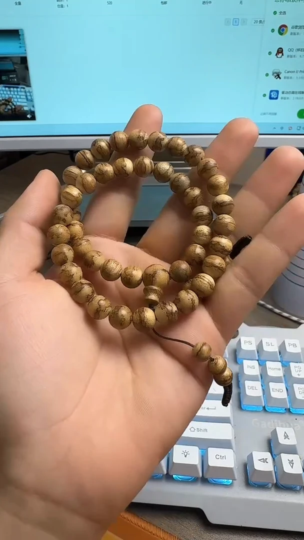 沉香手串正区马尼拉沉香全虎斑纹老料8.8mm双圈