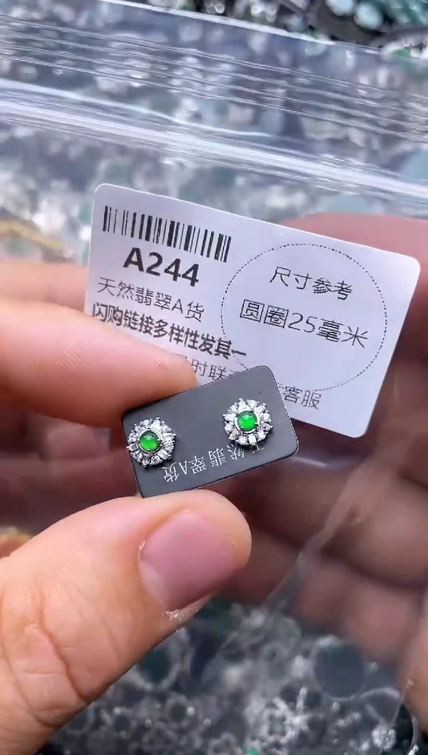 【闪购商品】翡翠颈饰未镶嵌A244耳钉