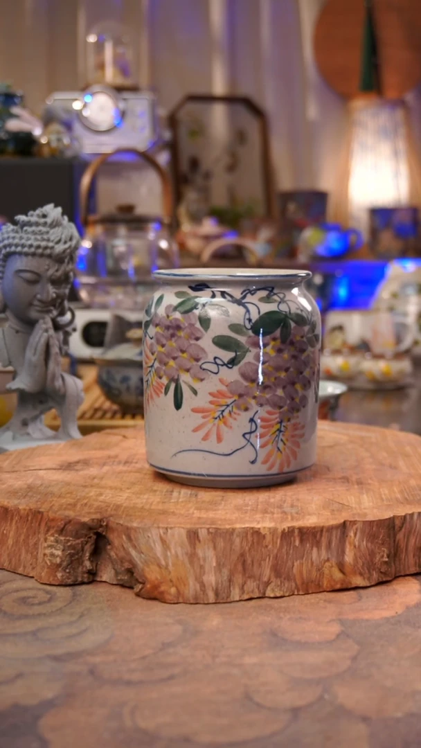 杯子紫藤花手工手绘手工手绘