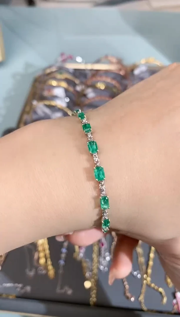 【闪购商品】祖母绿手链18K金镶嵌手链