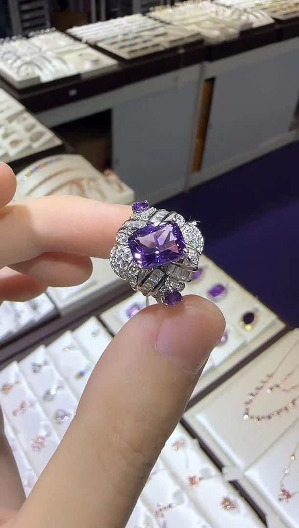 【闪购商品】紫晶戒指银S925镶嵌9*7mm