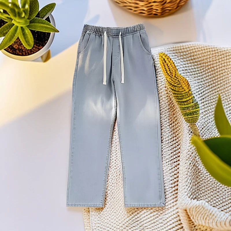 港风潮男夏季新款春秋个性字母牛仔裤嘻哈ins潮高街潮流痞帅长裤