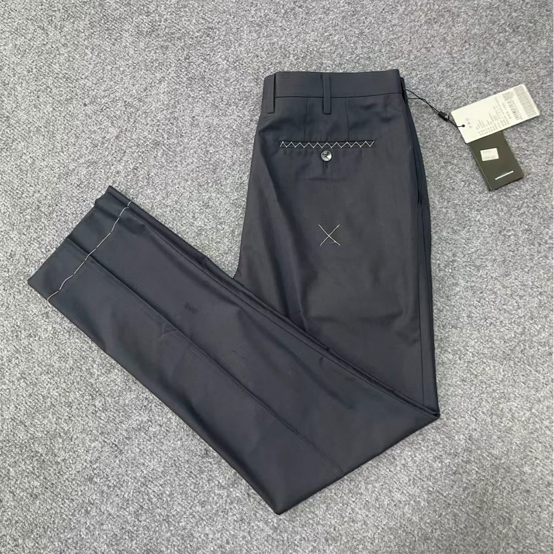 KU619男士夏季超牛藏青色100%桑蚕丝西裤