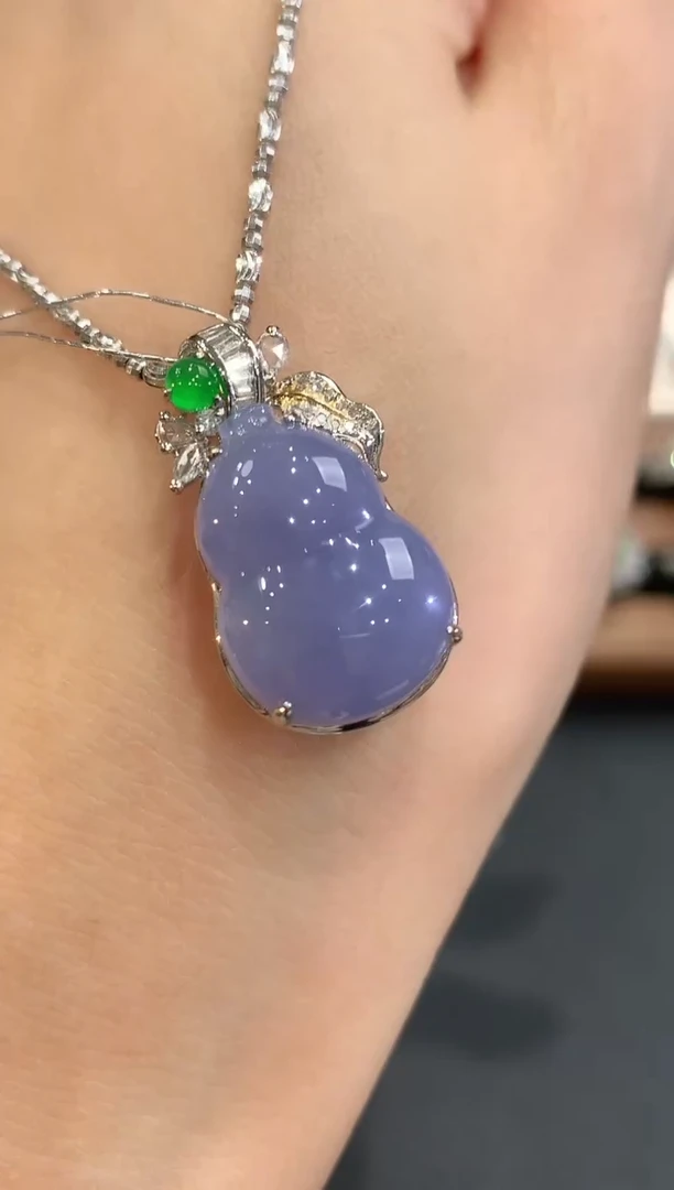 吊坠(不含链)18K金镶嵌翡翠q48紫货有色差