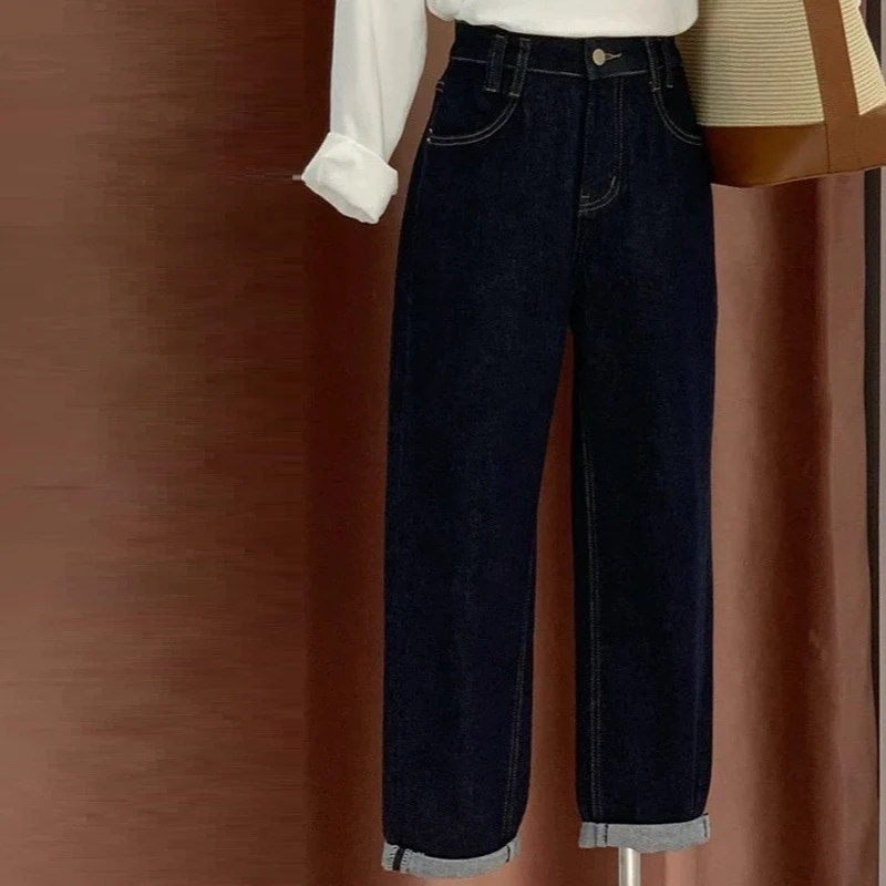 101-编号牛仔裤裤子女秋冬新款女款休闲裤百搭高腰宽松显瘦长裤