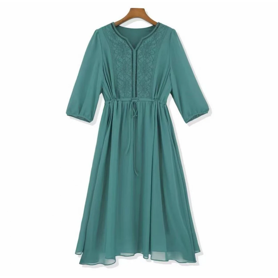 100桑蚕丝夏季新气质显瘦真丝裙子中长款25DAK0679