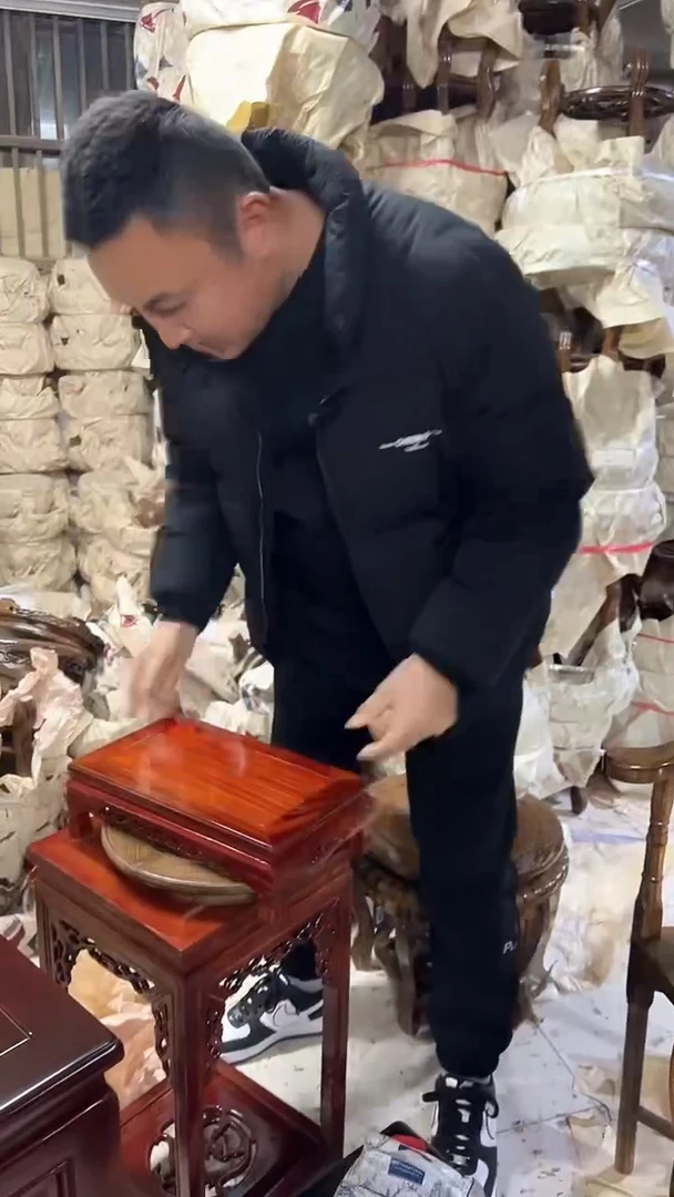 【闪购商品】非洲紫檀(红花梨)红木工艺品长方底座