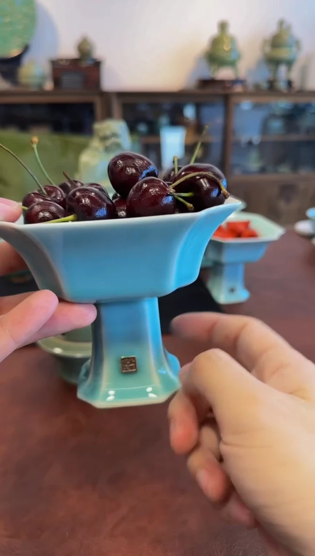 天青·四方高足·茶点盘·新年浮力