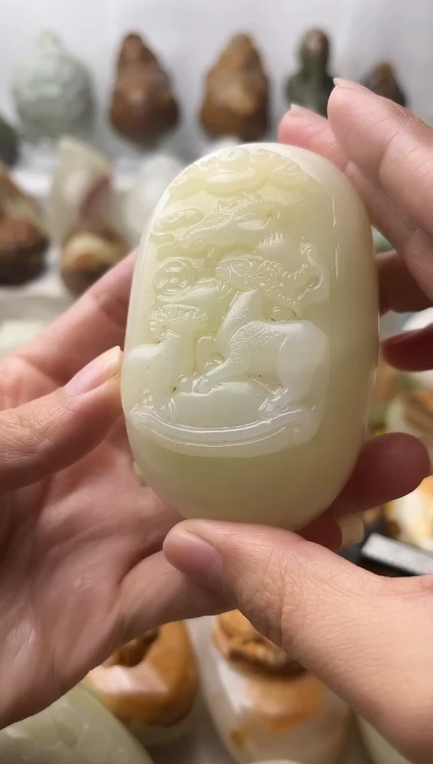 石材古青石棉纹正常不退换三羊开泰