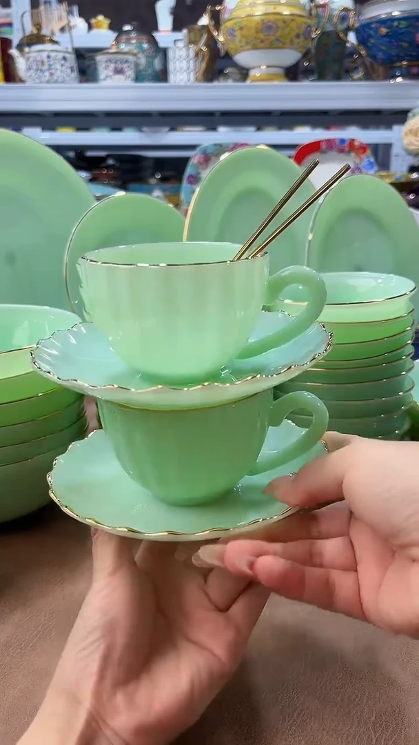 玉瓷咖啡杯2只餐具