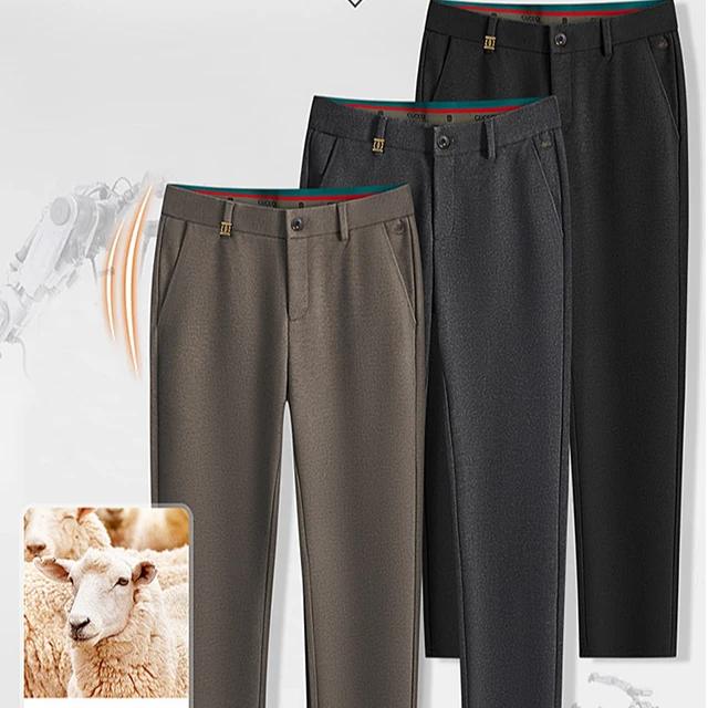 GUGEQI/古哥奇【8076】男士冬款羊毛加厚商务休闲直筒裤