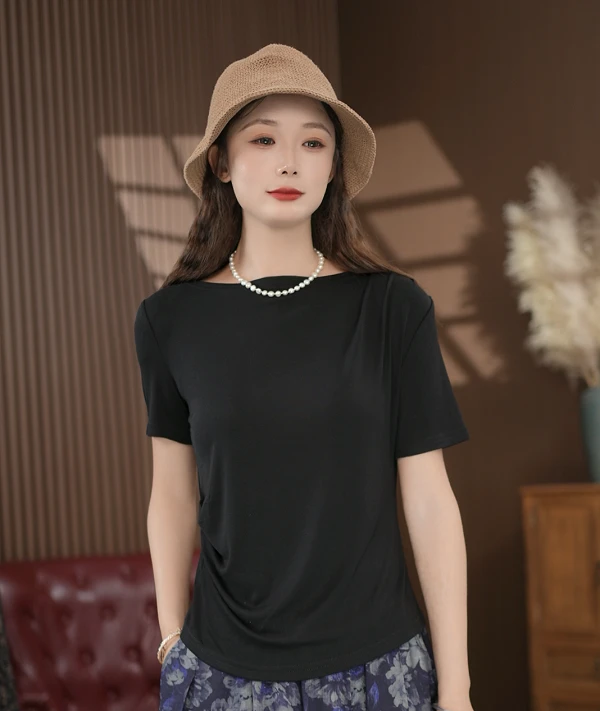 新款时尚百搭遮肉显瘦夏季简约短袖T恤打底上衣