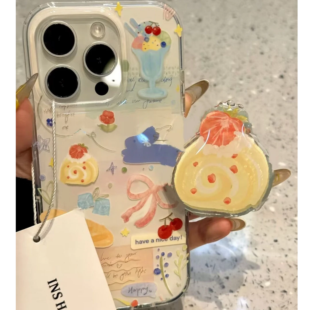 INS蛋糕卷兔适用苹果华为vivo小米oppo女iphone15/16/14手机壳