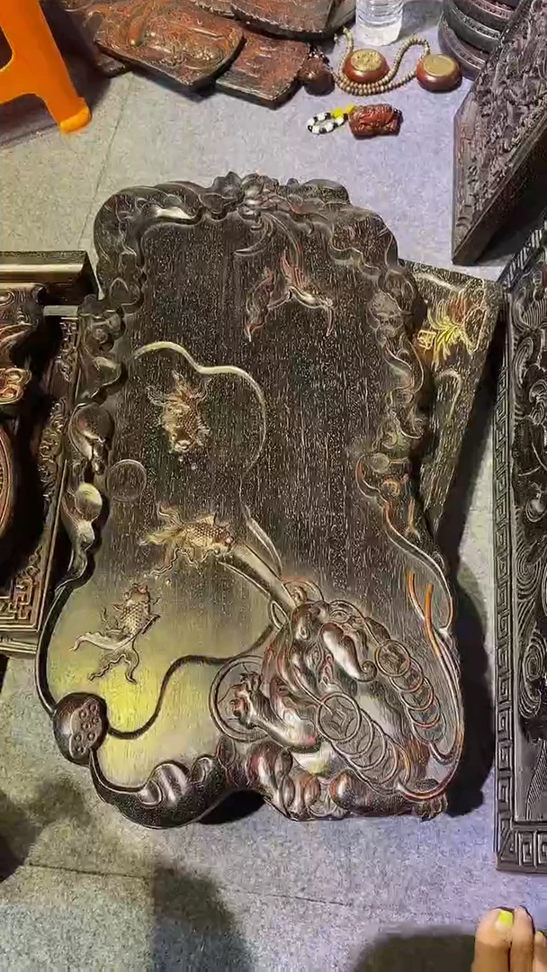 木紫檀雕刻板一物一拍