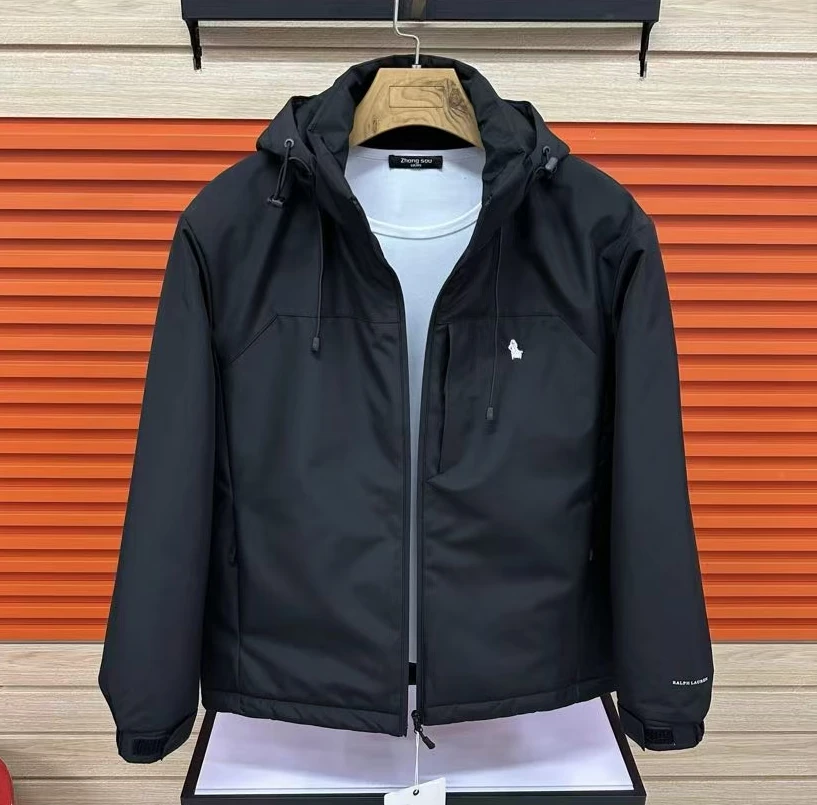 新款高品质男士连帽休闲加棉夹克外套