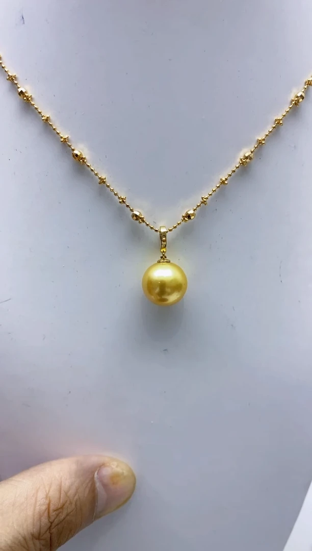 18K金镶嵌海水珍珠BG珍珠吊坠赠链@@A1751
