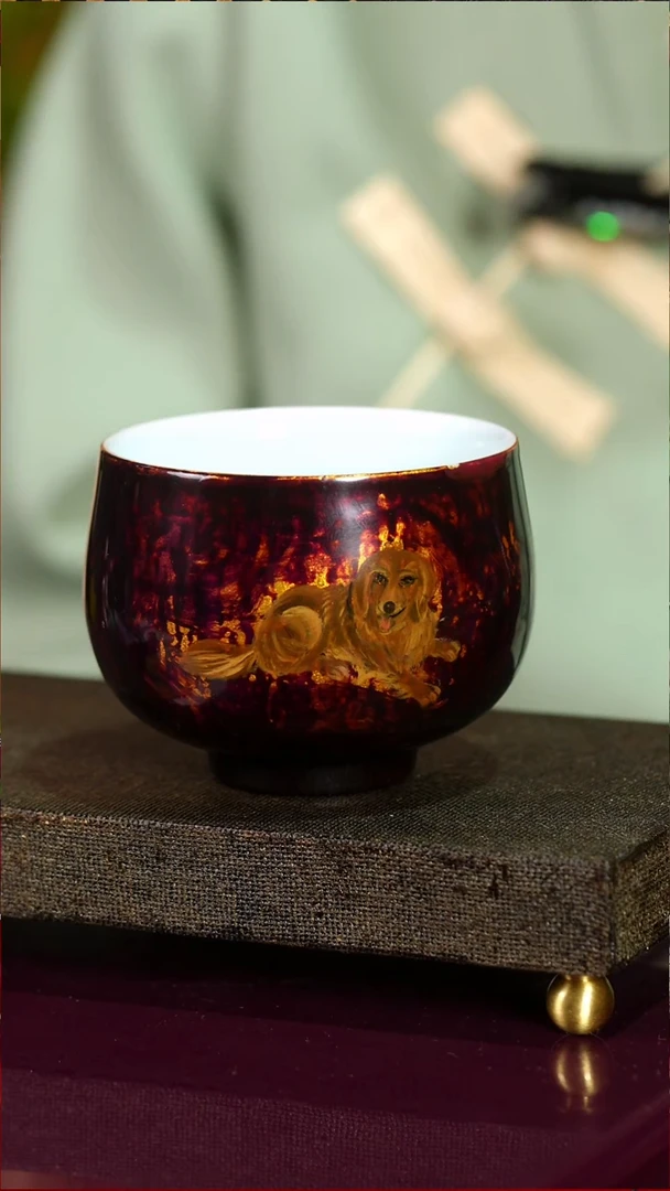 十二生肖手绘狗狗杯-太古大漆