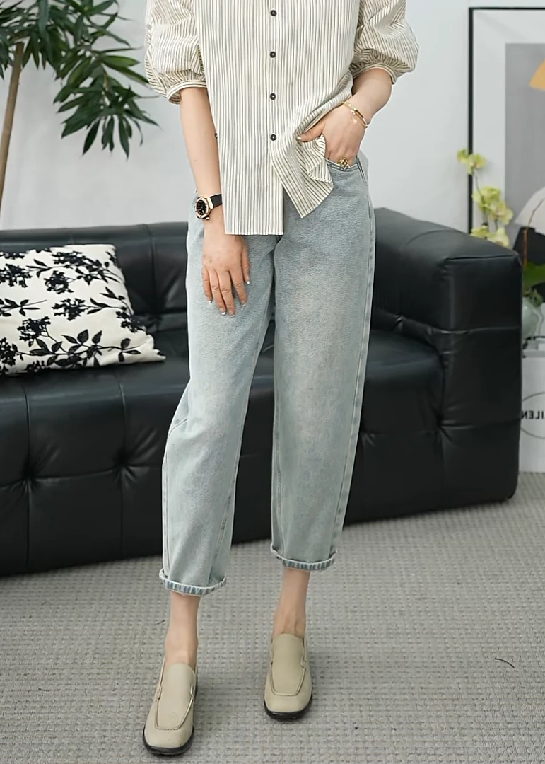 BARRIAILEN | 100%棉经典水洗复古拉链牛仔裤-246660