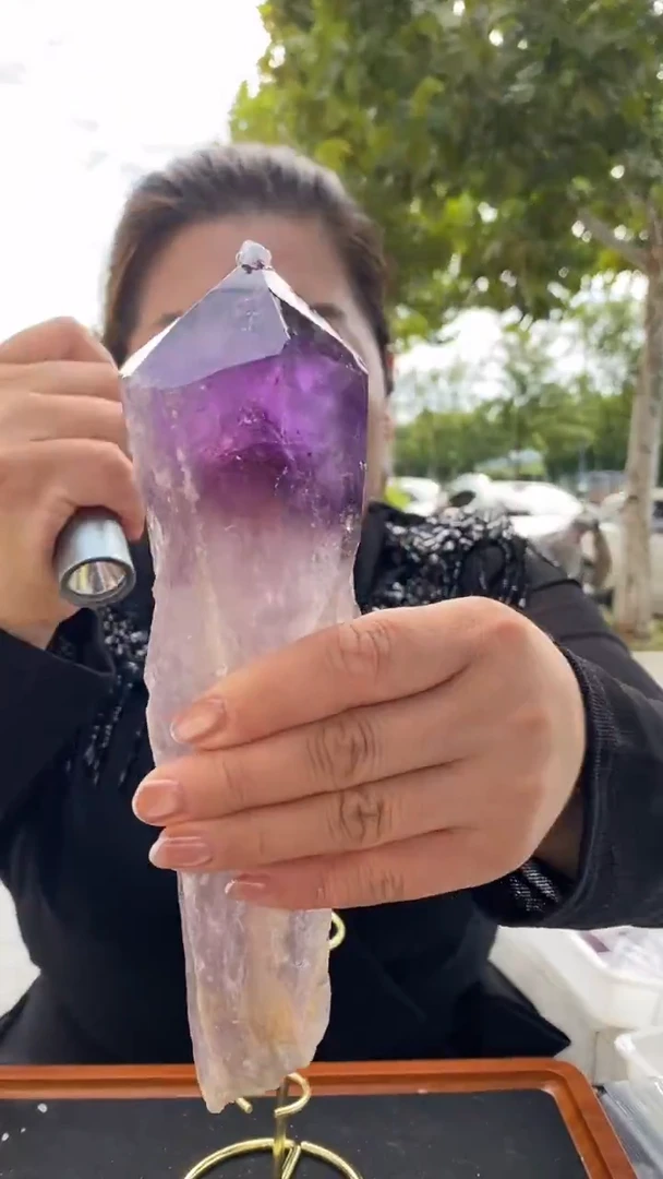 未镶嵌珠宝半成品水晶紫晶权杖D639