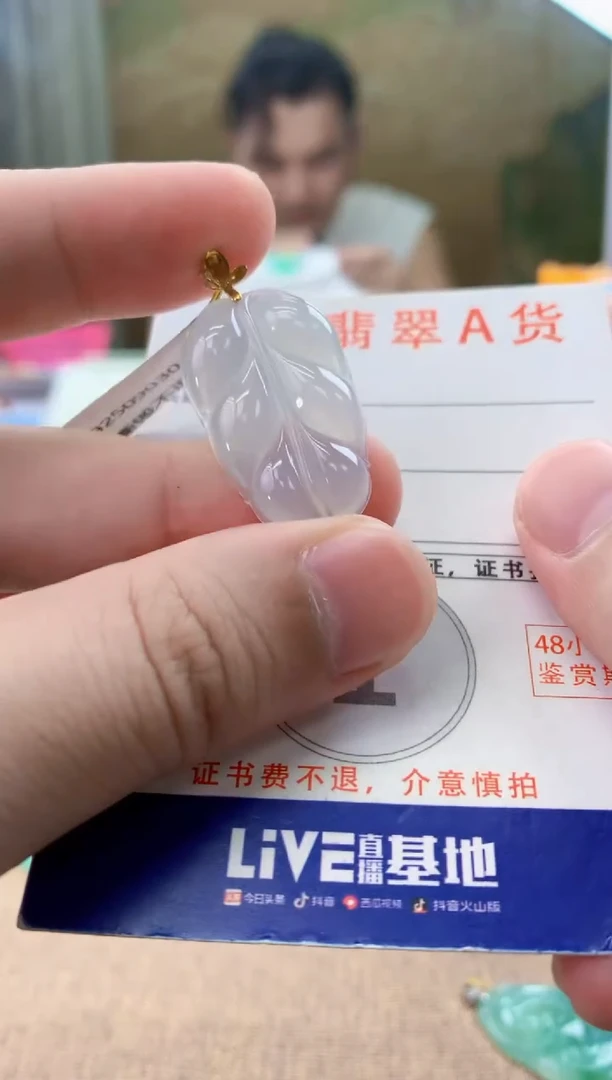 颈饰18K金镶嵌翡翠天然A货翡翠挂件