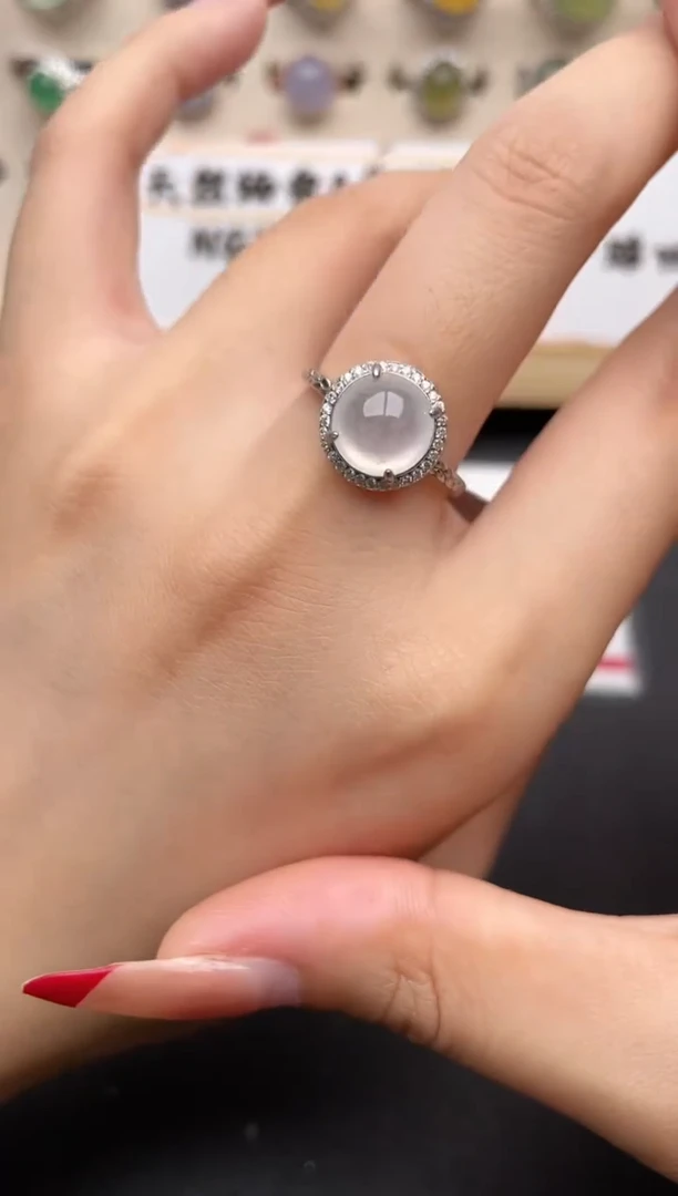 【闪购商品】翡翠戒指银S925镶嵌一物一证一礼盒