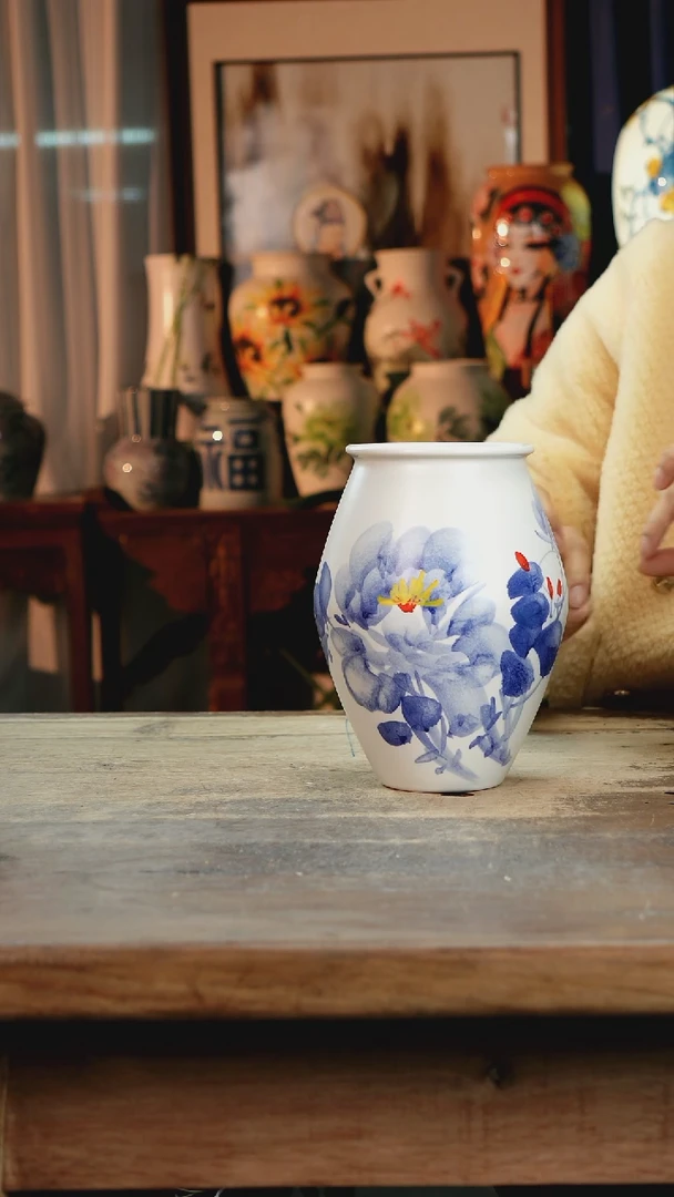 【闪购商品】瓷片景德镇纯手工釉下彩精品花瓶