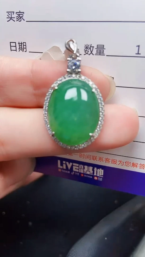 翡翠银S925镶嵌颈饰72790
