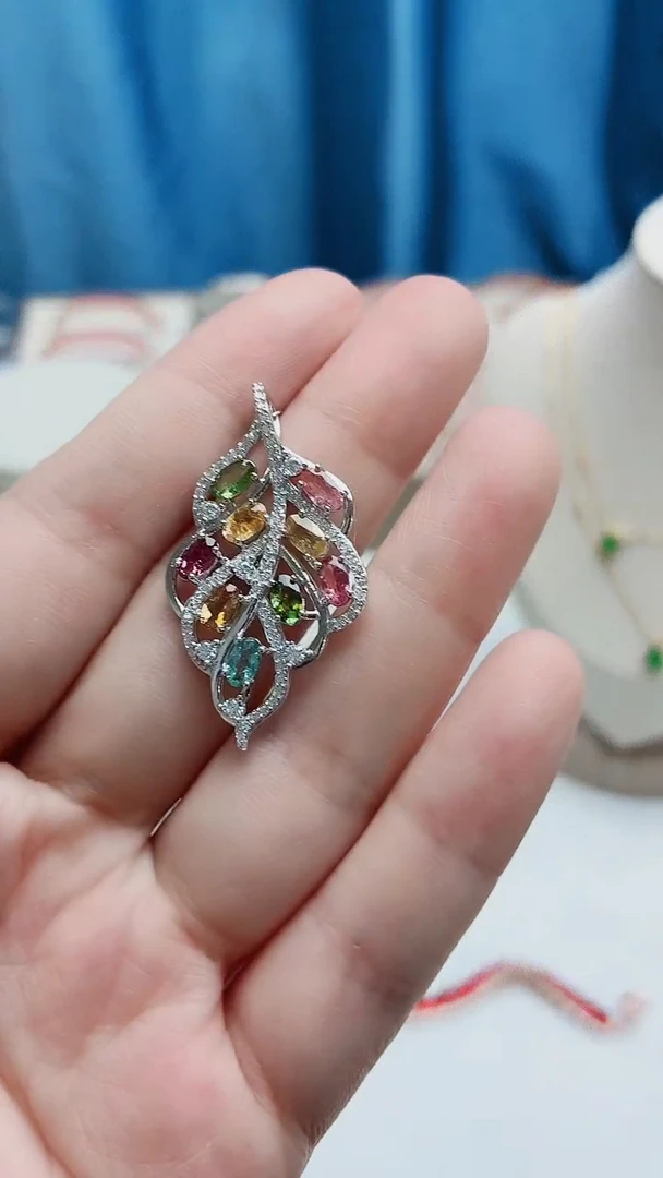 银S925镶嵌吊坠碧玺292ZB1110产品一个（多样性）