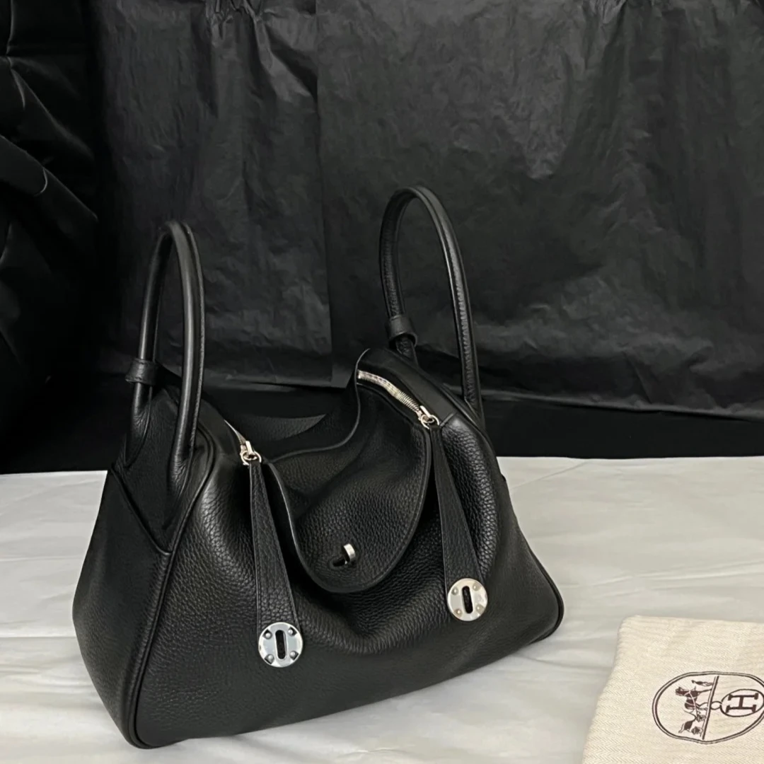 未使用 Hermes/爱马仕 小花Jerry Lindy 30 黑色 TC皮 U刻 单肩包