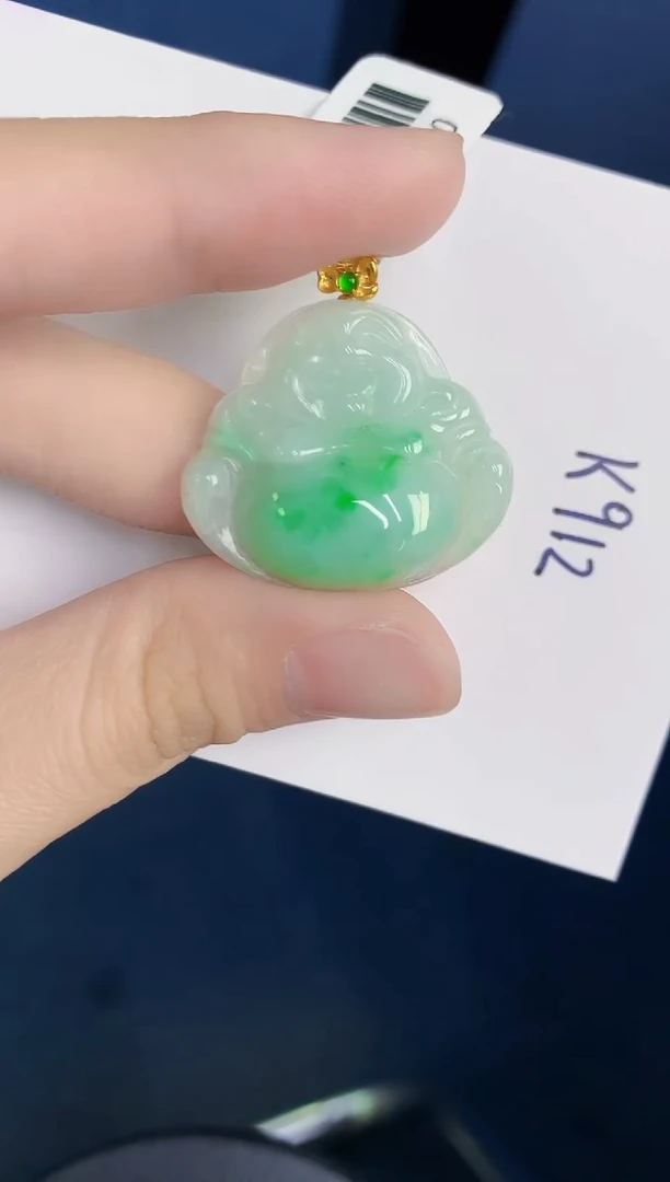 颈饰18K金镶嵌翡翠天然翡翠缅甸A货