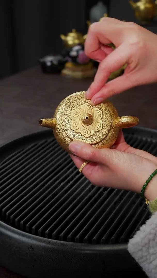 【闪购商品】杯【宜景窑紫砂鎏金】金壶22