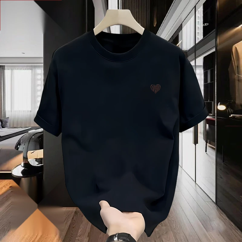 雅鹿男装纯棉时尚休闲百搭圆领T恤夏季休闲上衣短袖男宽松男士