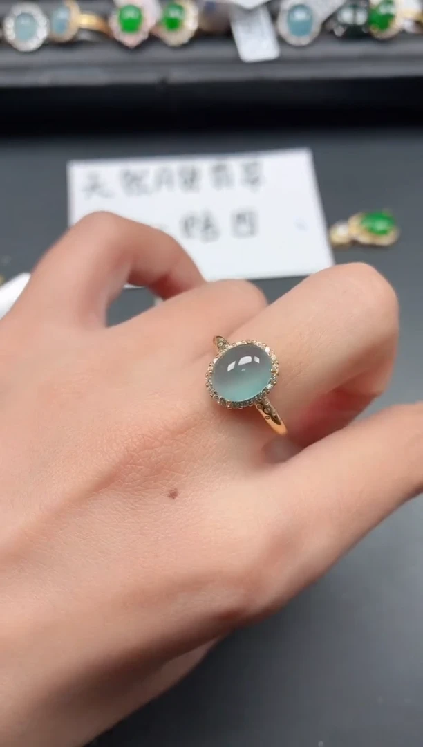 银S925镶嵌戒指翡翠1