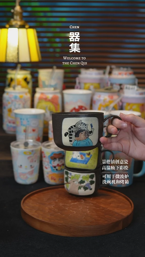 杯子3福利款景德镇纯手工手绘创意瓷
