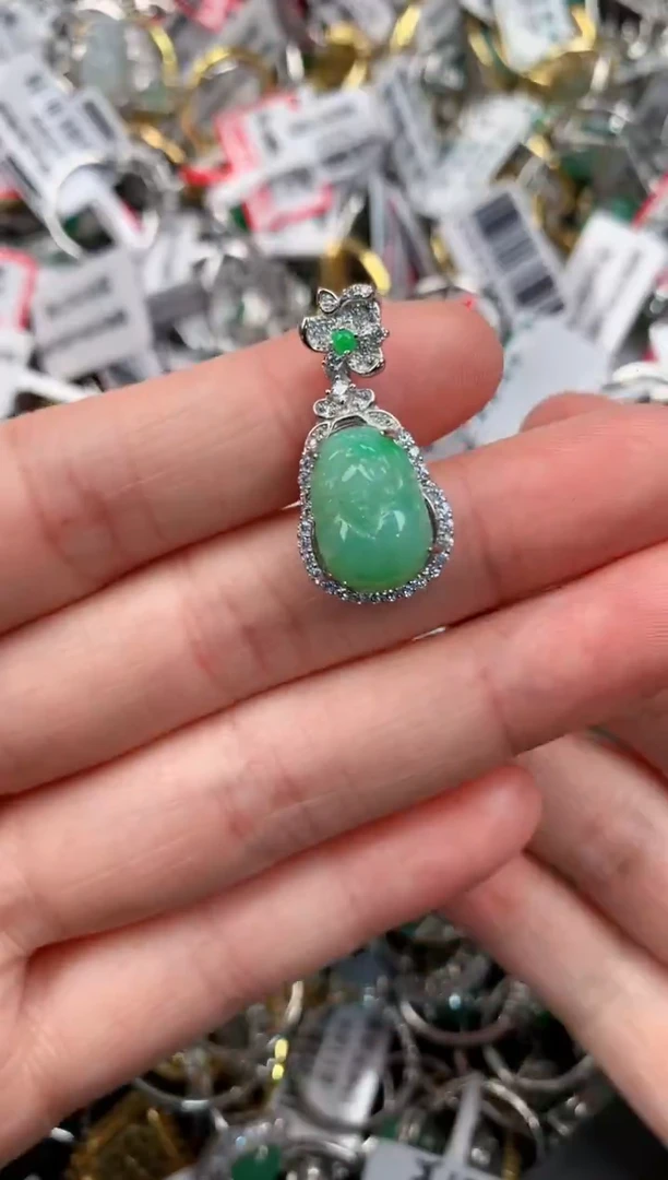 银S925镶嵌戒指翡翠111---6