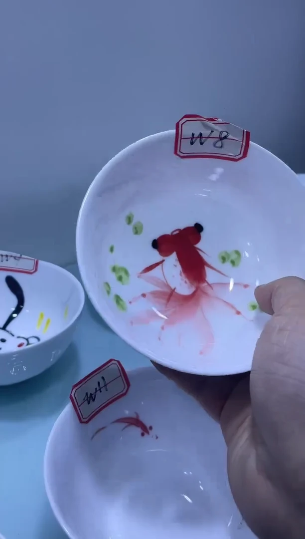 碗年终大促 景德镇高温白玉瓷手绘釉下彩4.75英寸米饭碗W8