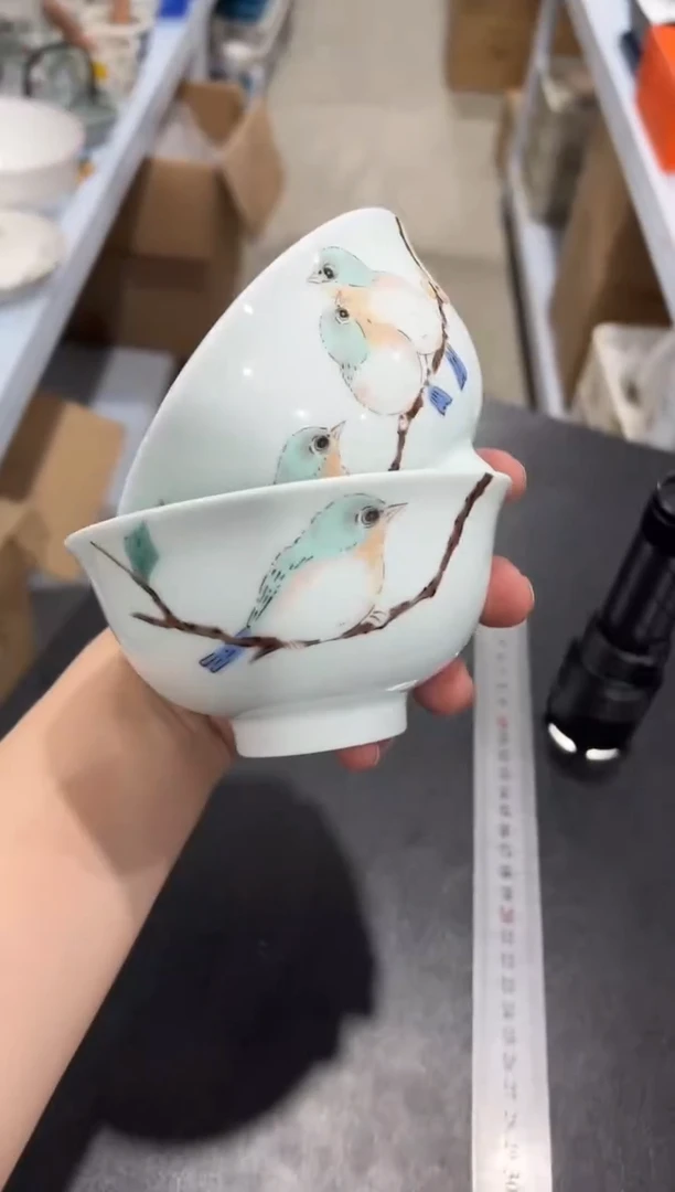 杯子骨瓷（简装）5寸小鸟碗两个