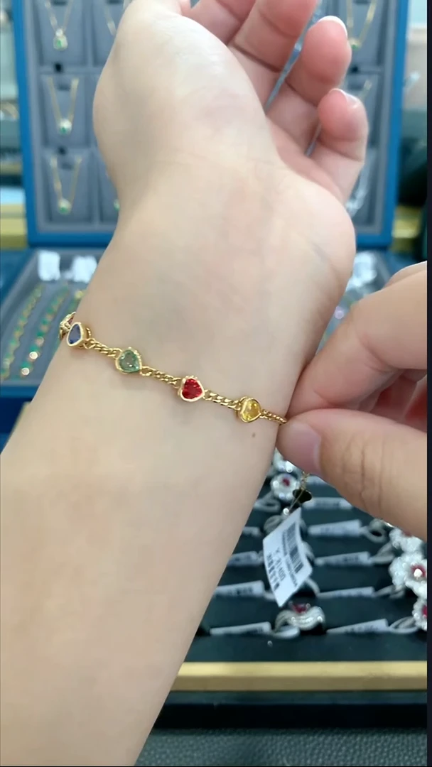 手链彩色蓝宝石18K金镶嵌·
