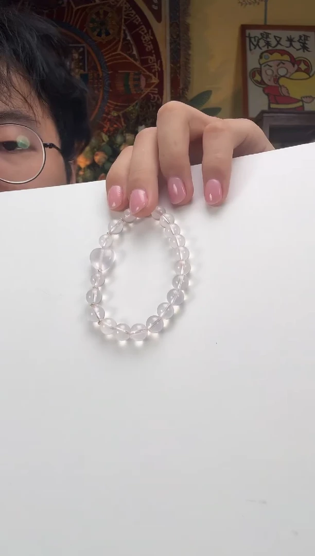 水晶手串银S925镶嵌爱心单圈手串
