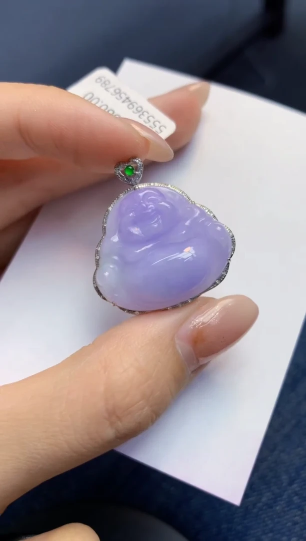 颈饰18K金镶嵌翡翠天然缅甸a货翡翠百元以上9元证书费自理