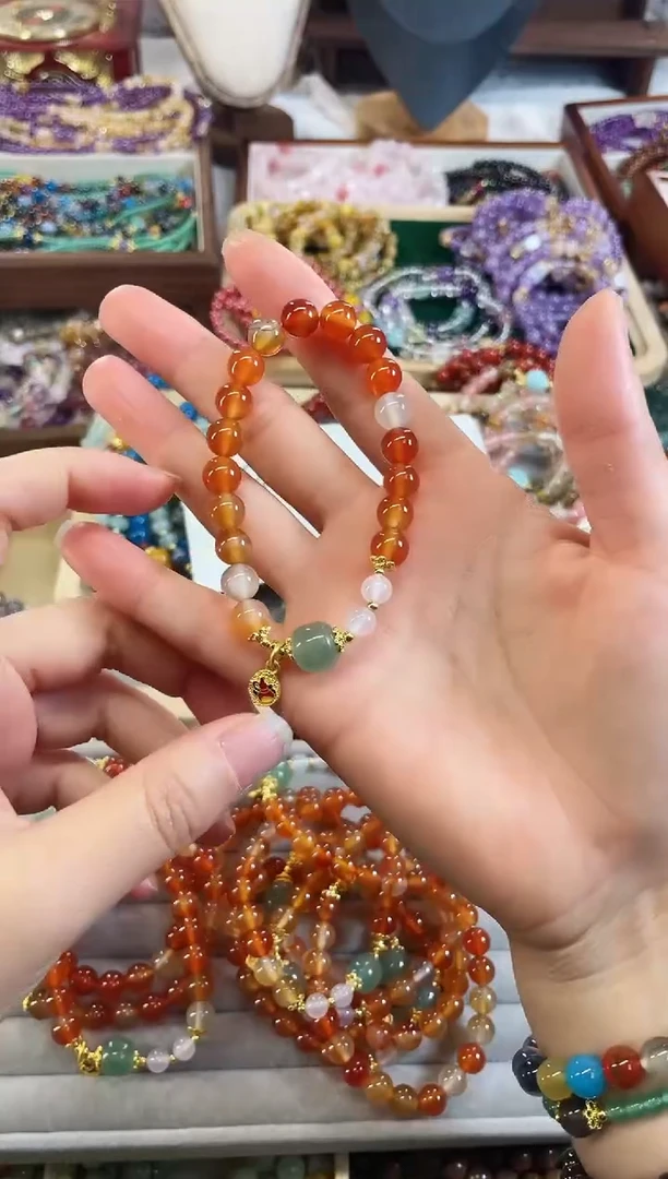 【闪购商品】玛瑙/玉髓手链未镶嵌卡8锦鲤玛瑙天然玉石多样发一