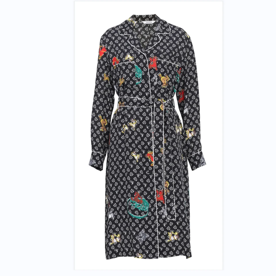 Marisfrolg/玛丝菲尔时尚连衣裙气质收腰满印长裙A1KT30846