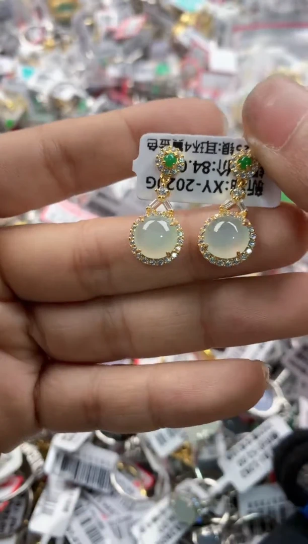 银S925镶嵌戒指翡翠12     3