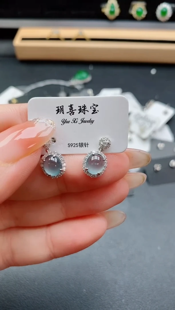 银S925镶嵌戒指翡翠1