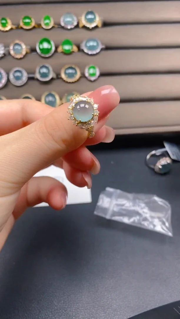 翡翠戒指银S925镶嵌1212