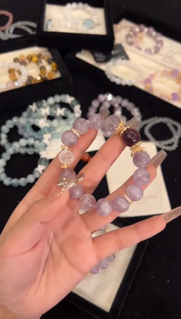 【闪购商品】水晶手链合金紫兔毛手链x1190